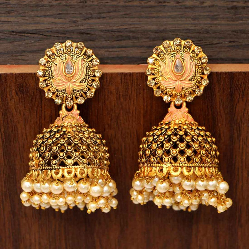 peach glass stones earrings