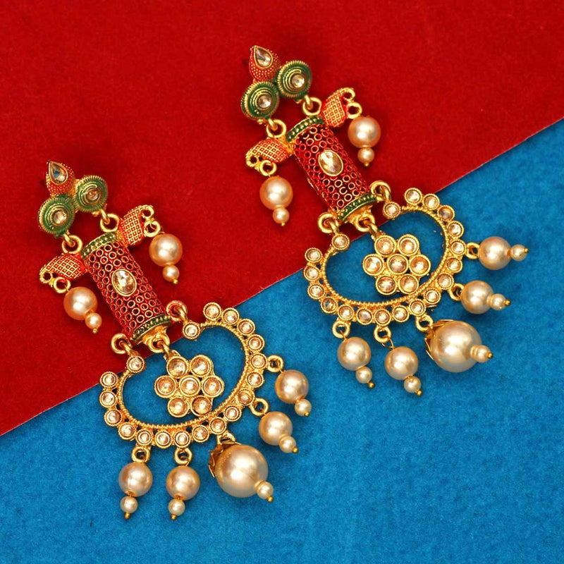 Maroon and green jhumka earrings