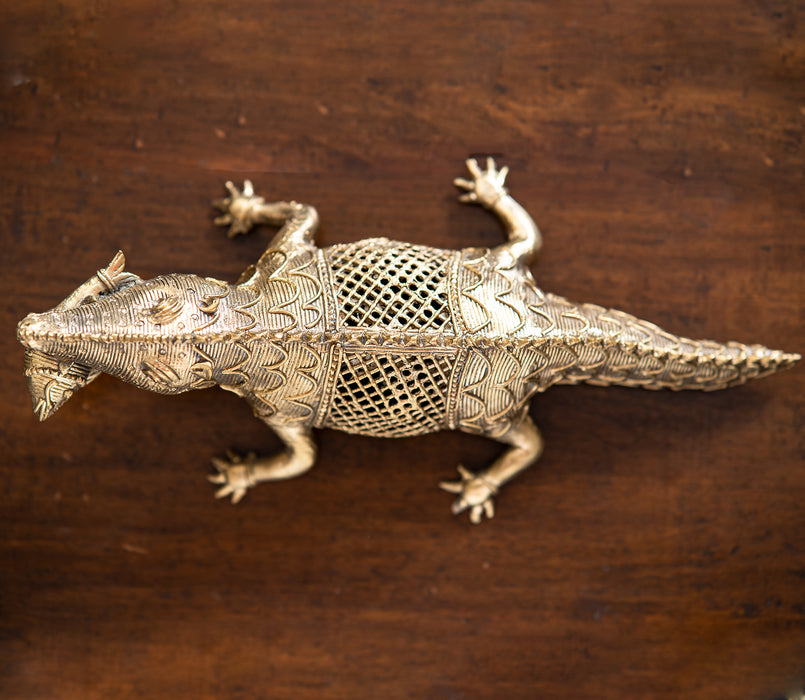 Authentic Dokra Art From Odisha - Crocodile