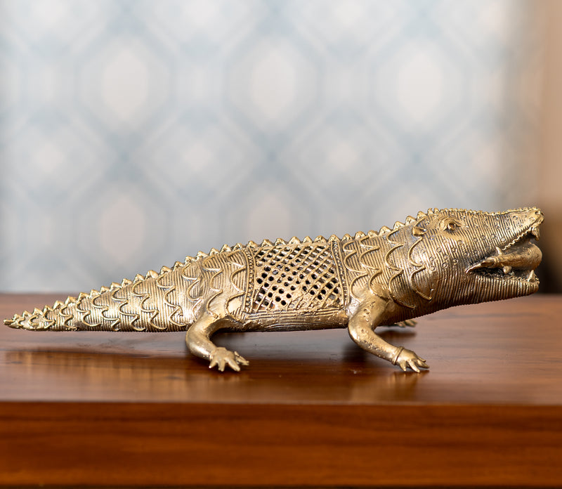 Authentic Dokra Art From Odisha - Crocodile