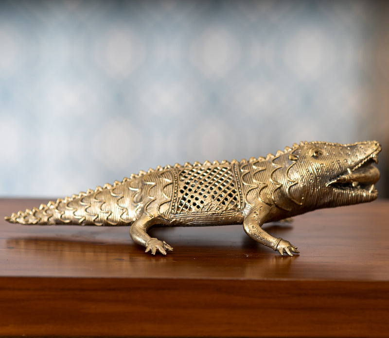 Authentic Dokra Art From Odisha - Crocodile