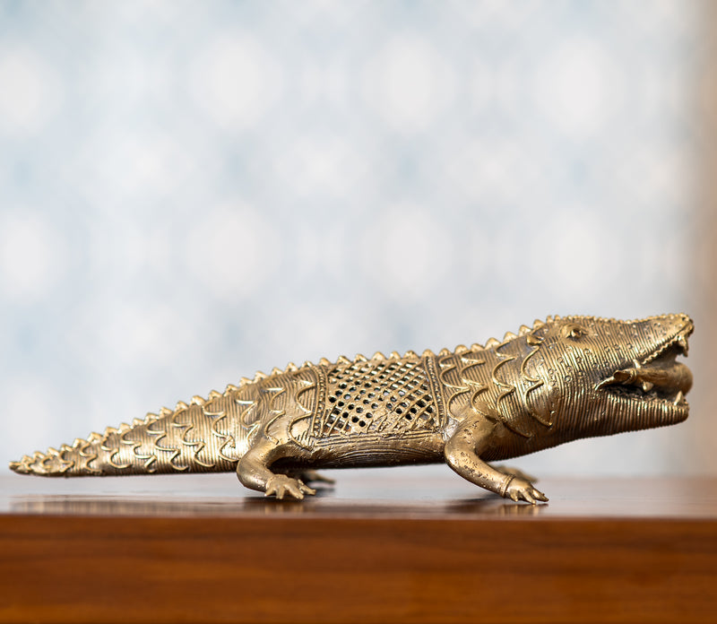 Authentic Dokra Art From Odisha - Crocodile