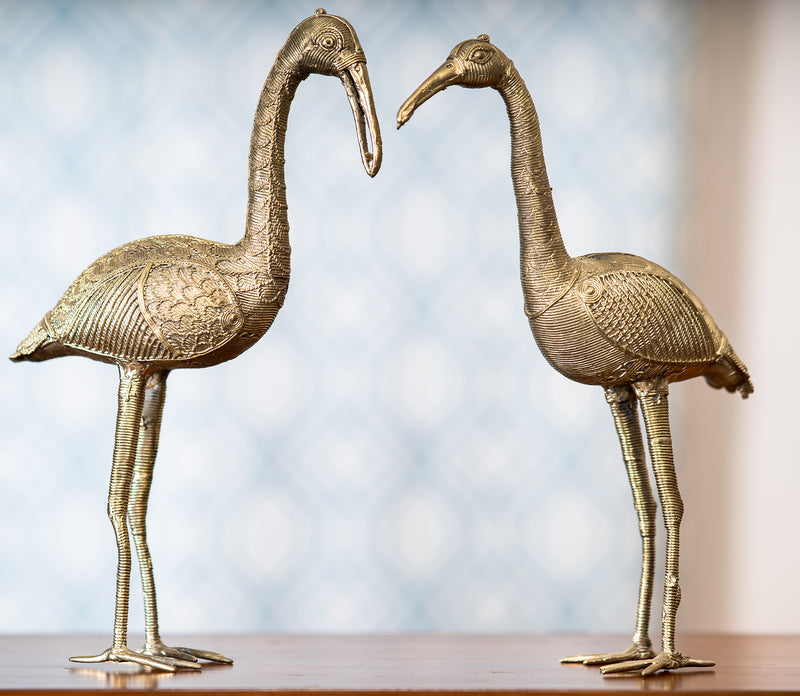 Authentic Dokra Art From Odisha - Swan Pair Big