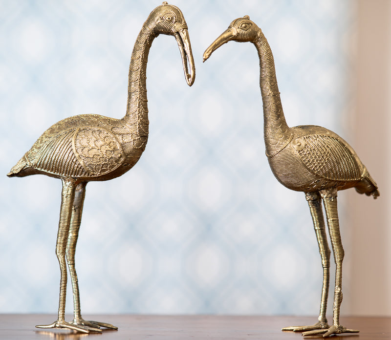 Authentic Dokra Art From Odisha - Swan Pair Big