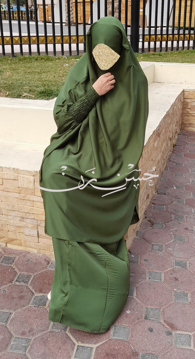 Mint Green 3 Piece Jilbab Elastic Sleeves