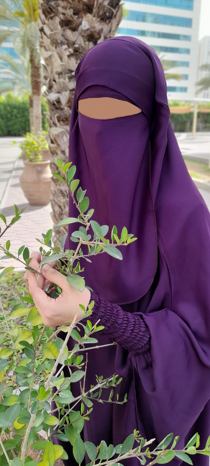 Deep Purple 3 piece Jilbab Elastic Sleeves