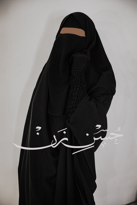 Black 3 piece Jilbab Elastic Sleeves