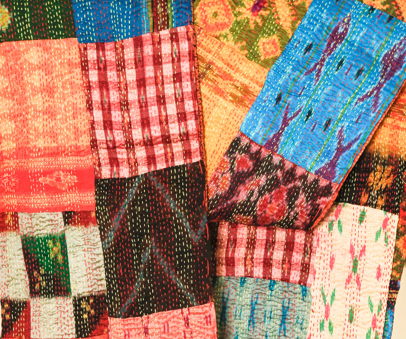 Kantha Stitched Work on Cotton Patched Stole