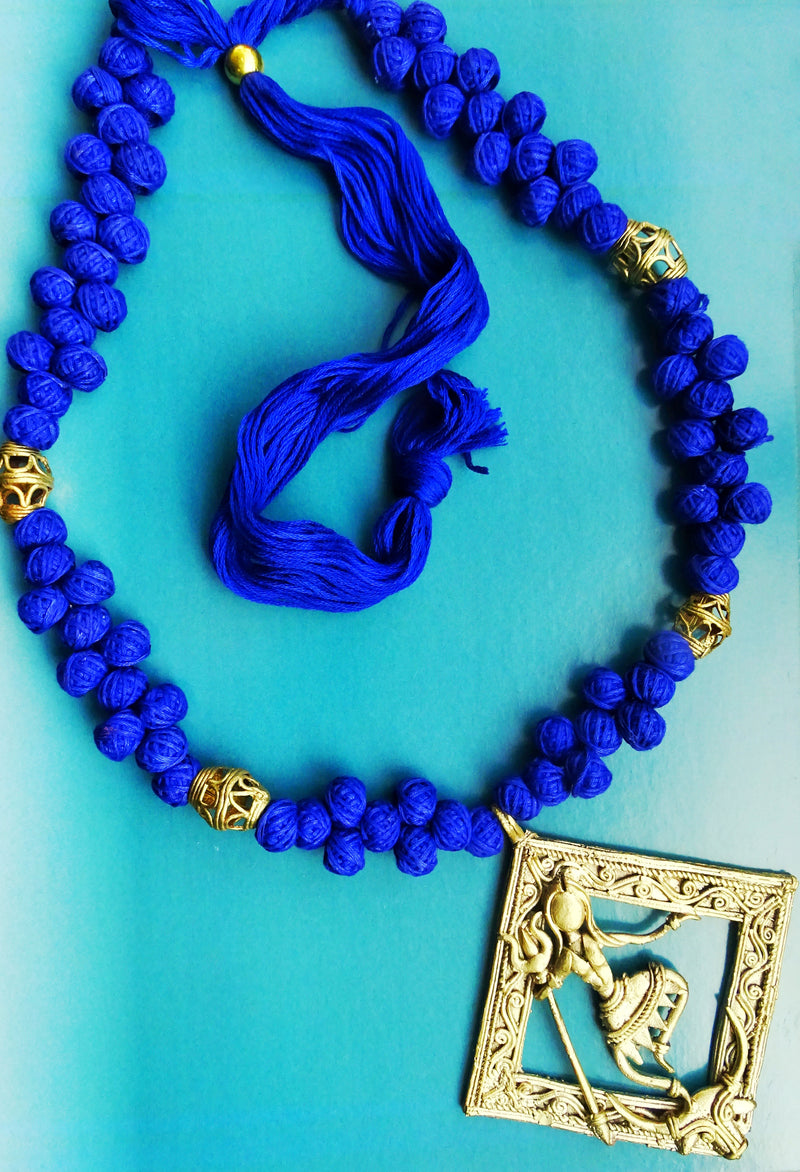 Handcrafted Dokra Necklace Nataraja - Blue