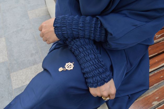 Navy Blue 3 Piece Jilbab Elastic Sleeves