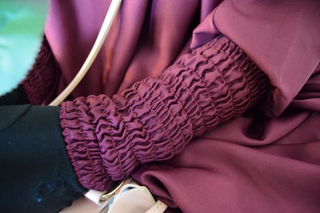 Burgundy 3 Piece Jilbab Elastic Sleeves