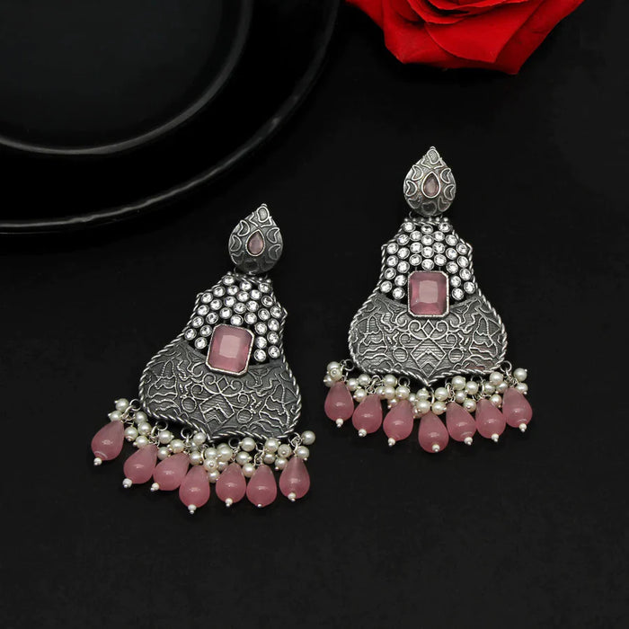 Pink Color Premium Oxidised Earrings (PGSE2595PNK) - Pink