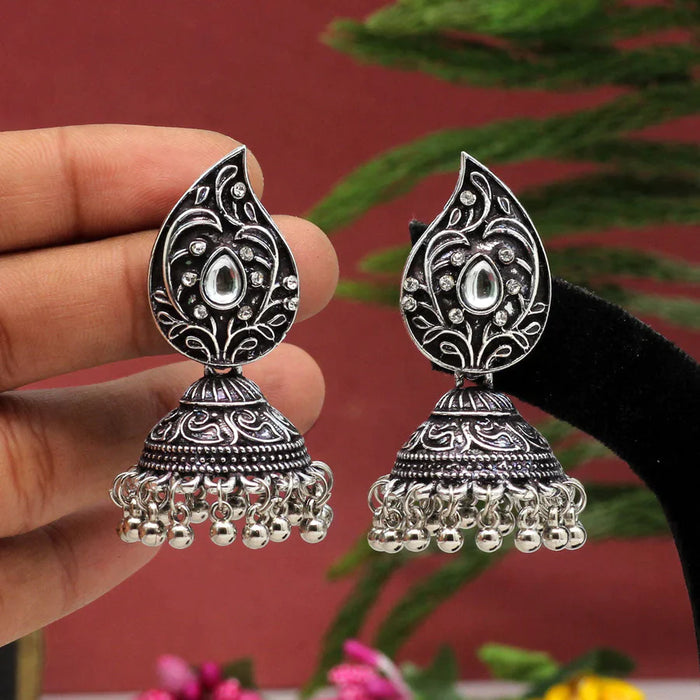 Silver Color Oxidised Earrings (GSE2670SLV) - Silver