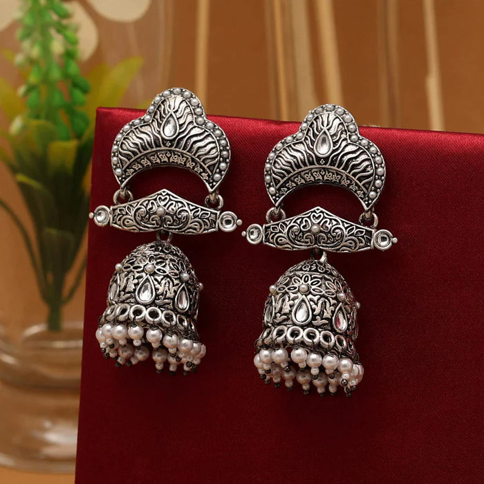 Silver Color Oxidised Earrings (GSE2757SLV) - Silver