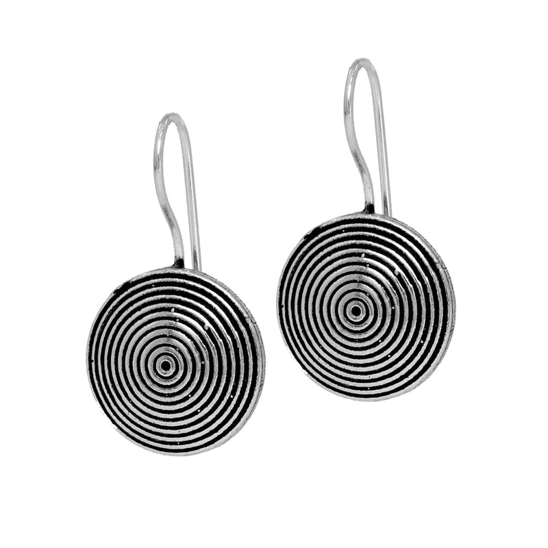 Jalebi Design Silver Tone Oxidised Stud Brass Earrings (GSE476SLV) - Silver