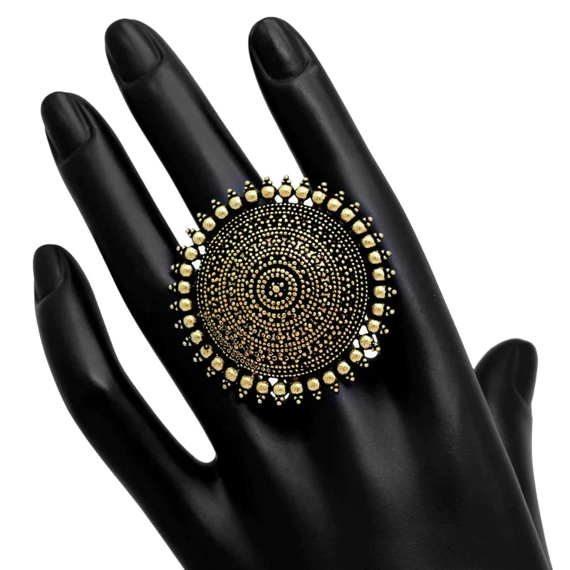 Gold Color Oxidised Ring (GSR288GLD) - Gold