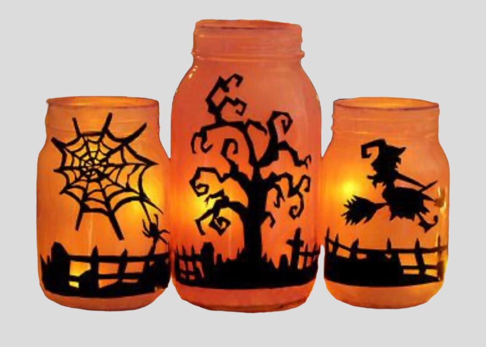 Halloween glass jars - Orange
