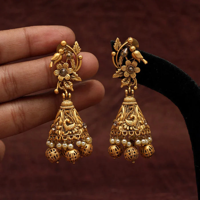 Gold Color Matte Gold Earrings (MGE201GLD) - Gold