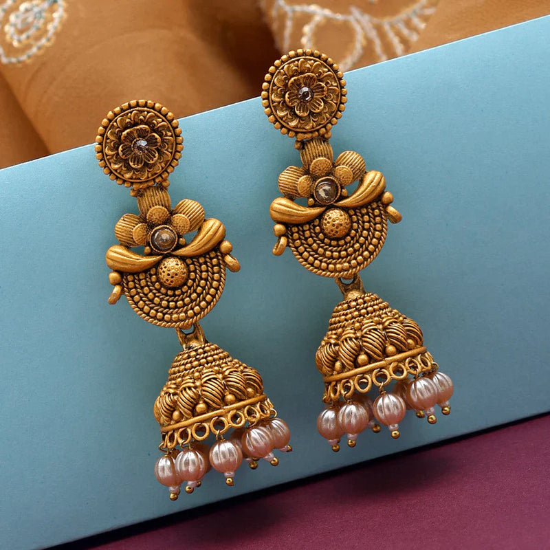 Gold Color Matte Gold Earrings (MGE210GLD) - Gold