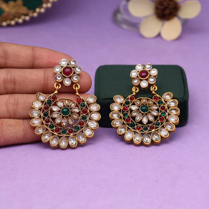 Rani & Green Color Matte Gold Earrings (MGE221RNIGRN) - Rani & Green