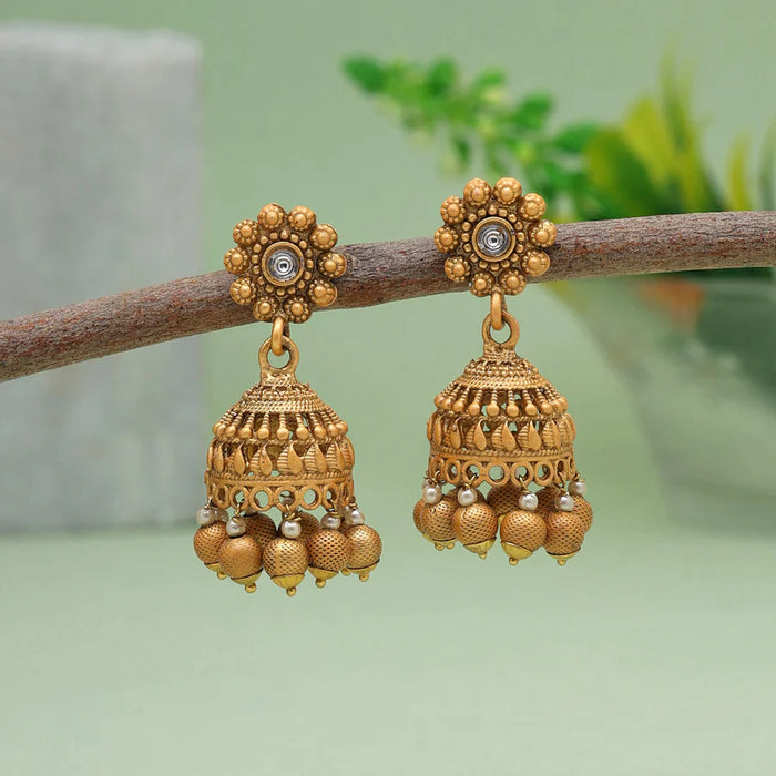 Gold Color Matte Gold Earrings (MGE230GLD) - Gold