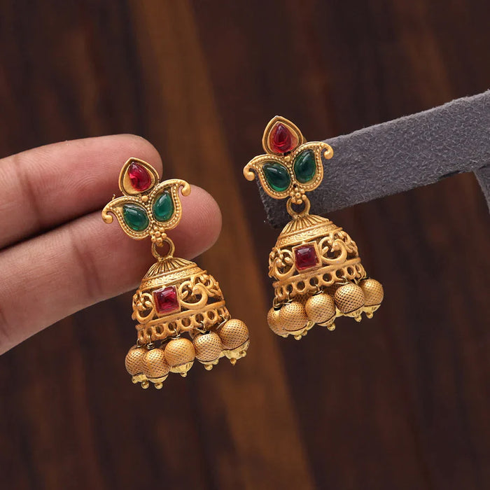 Rani & Green Color Matte Gold Earrings (MGE240RNIGRN) - Rani & Green