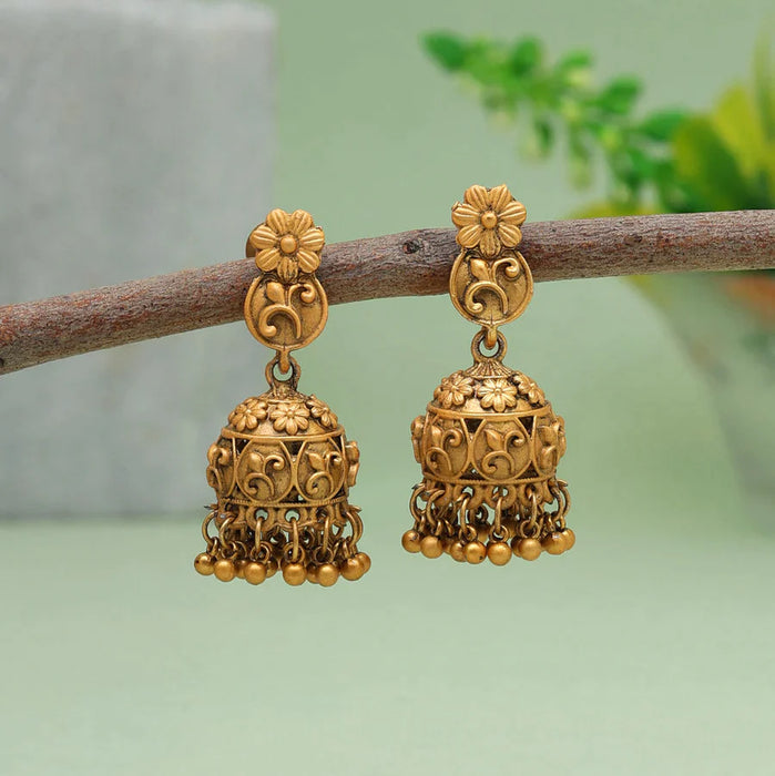 Gold Color Matte Gold Earrings (MGE242GLD) - Gold