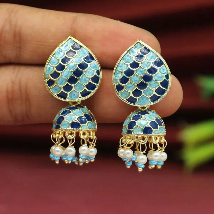 Blue Color Meenakari Earrings (MKE1647BLU) - Blue