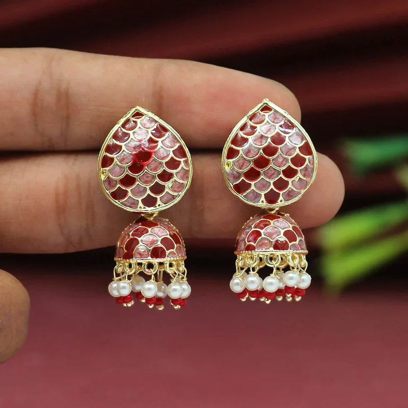Maroon Color Meenakari Earrings (MKE1647MRN) - Maroon