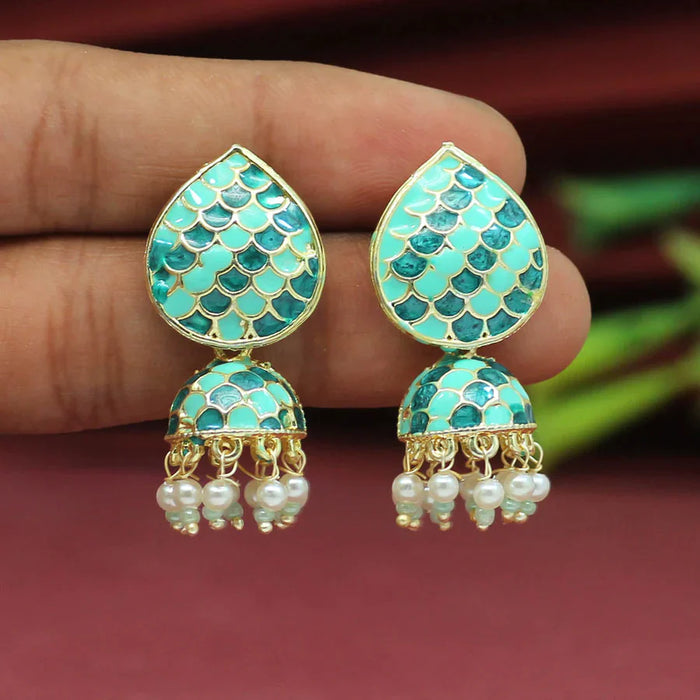 Rama Green Color Meenakari Earrings (MKE1647RGRN) - Rama Green
