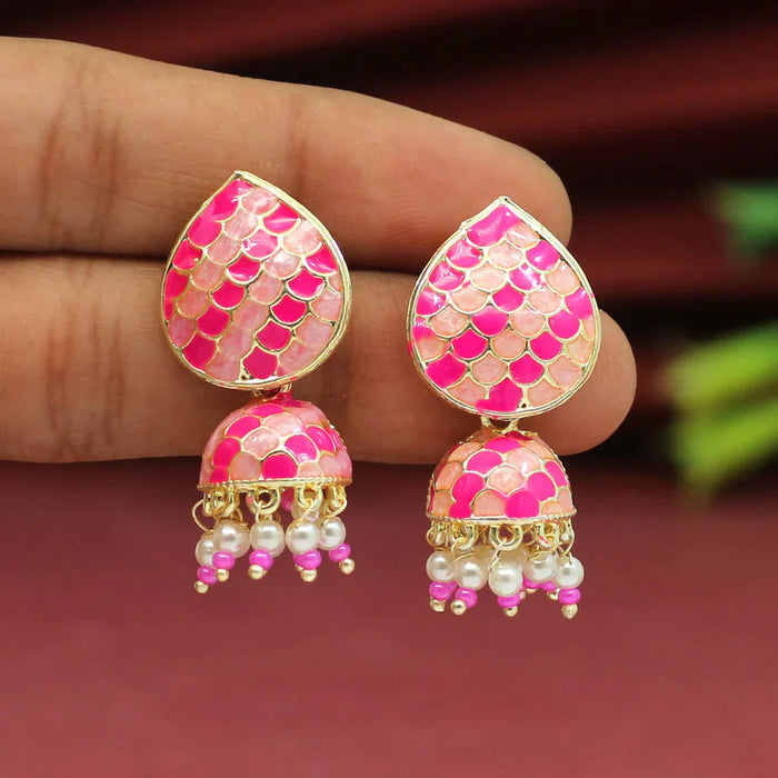 Rani Color Meenakari Earrings (MKE1647RNI) - Rani