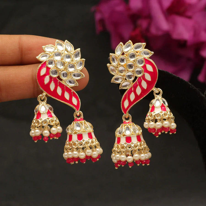 Rani Color Meenakari Earrings (MKE1761RNI) - Rani