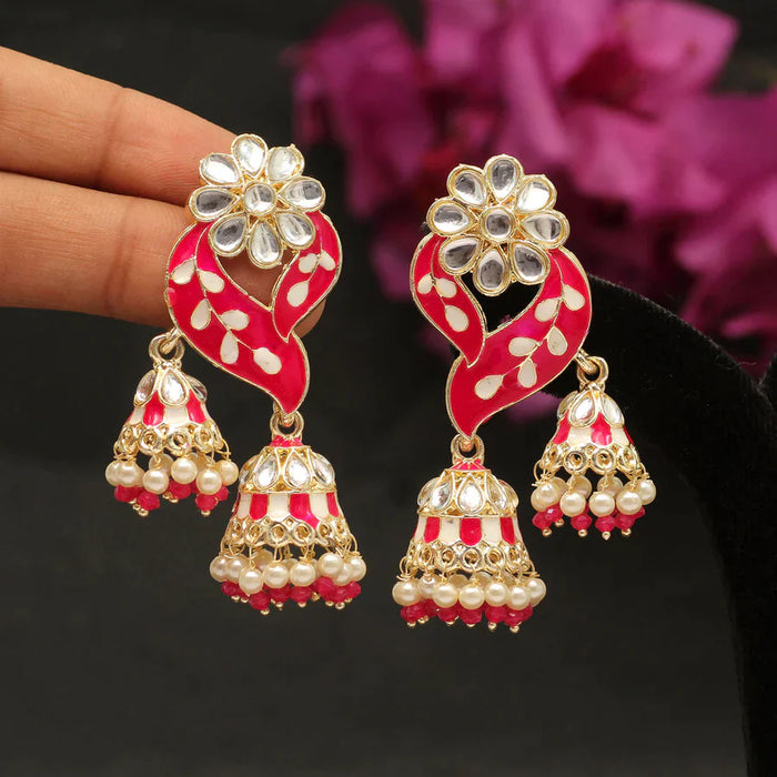 Rani Color Meenakari Earrings (MKE1763RNI) - Rani