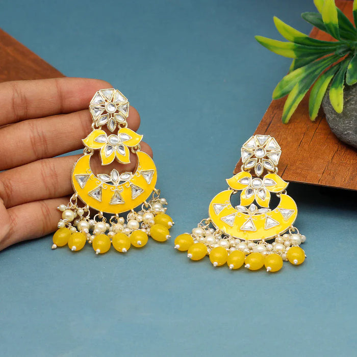 Yellow Color Meenakari Earrings (MKE1764YLW) - Yellow