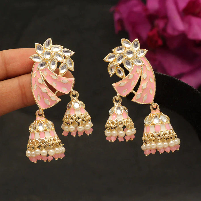 Pink Color Meenakari Earrings (MKE1766PNK) - Pink
