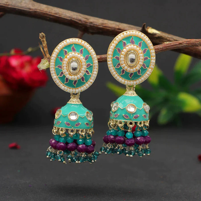 Rama Green Color Meenakari Earrings (MKE1769RGRN) - Rama Green
