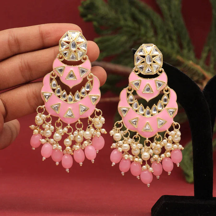 Pink Color Meenakari Earrings (MKE1778PNK) - Pink