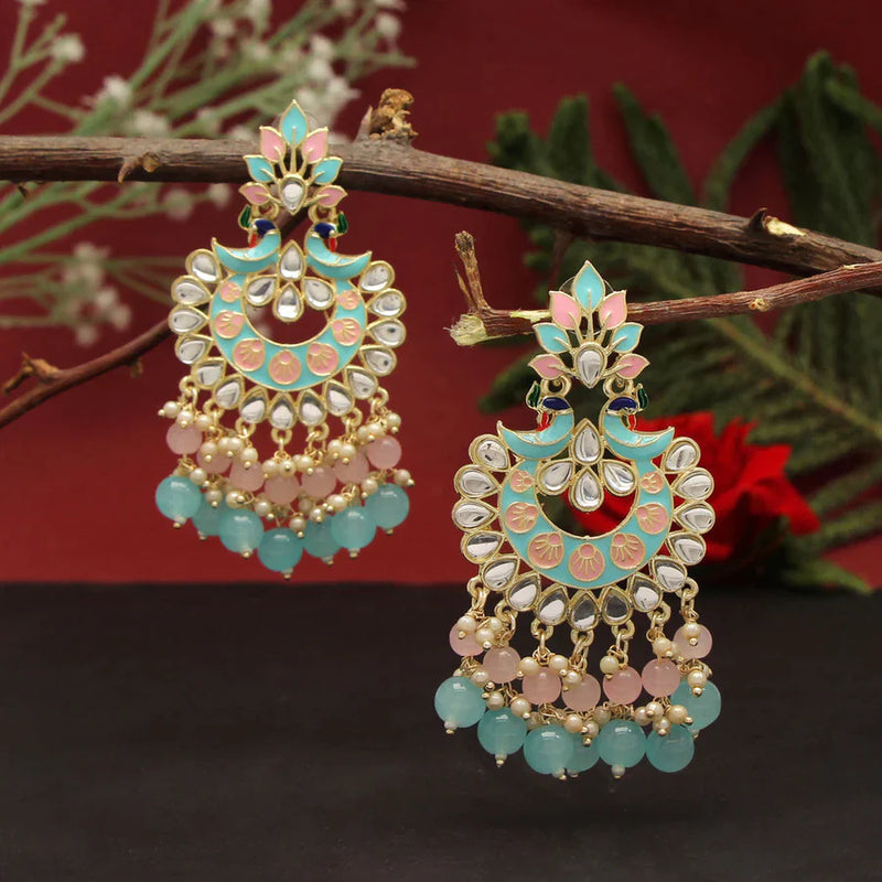 Firozi Color Meenakari Earrings (MKE1785FRZ) - Firozi