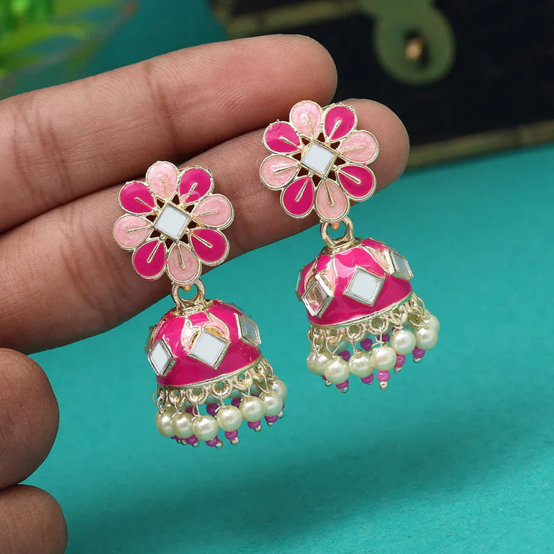 Rani Color Meenakari Earrings (MKE1890RNI) - Rani