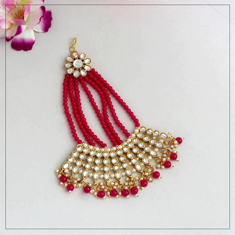 Rani Color Kundan Maang Pasa (MPS145RNI) - Rani