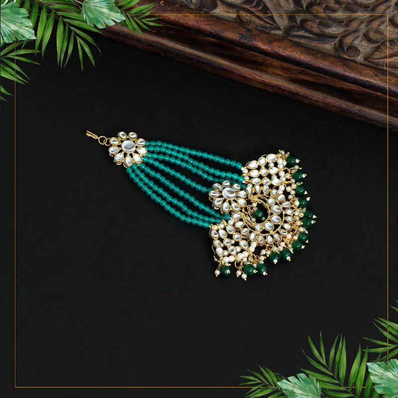 Green Color Kundan Maang Pasa (MPS146GRN) - Green