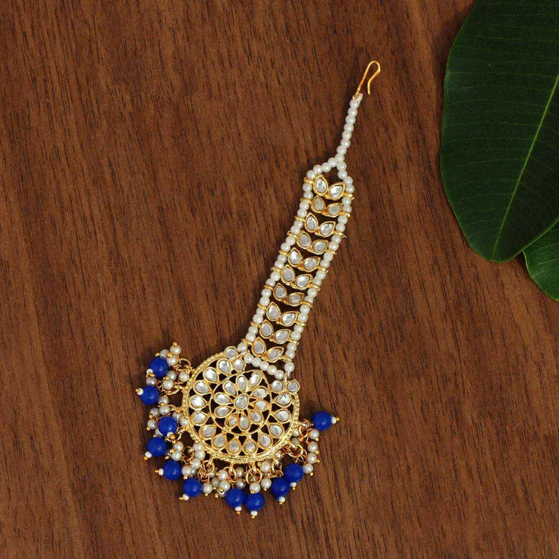 Blue Color Kundan Maang Tikka (MTK441BLU) - Blue
