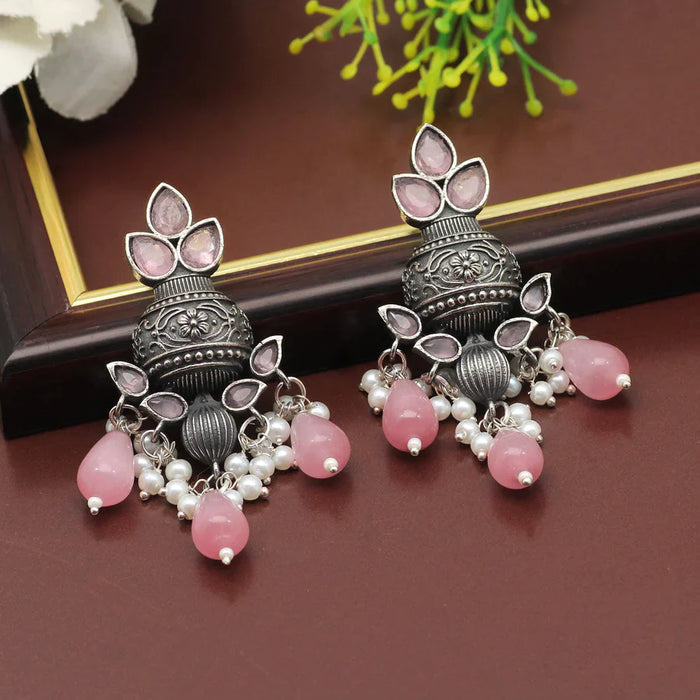 Pink Color Premium Oxidised Earrings (PGSE2731PNK) - Pink