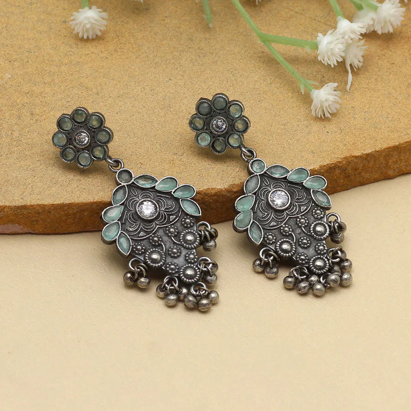 Pista Green Color Premium Oxidised Earrings (PGSE2739PGRN) - Pista Green