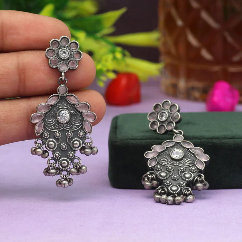 Pink Color Premium Oxidised Earrings (PGSE2739PNK) - Pink