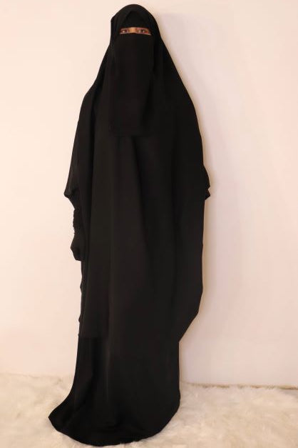 Black 3 piece Jilbab Elastic Sleeves